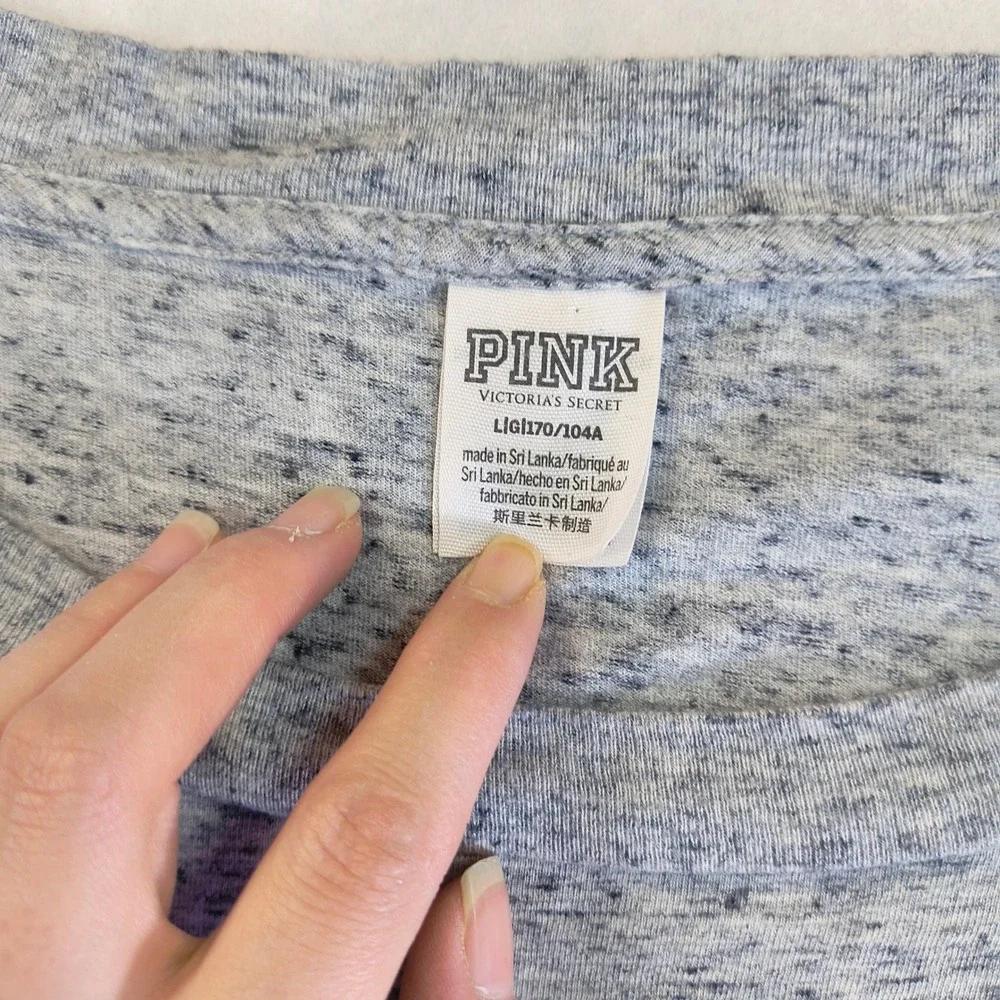 Victoria's Secret PINK Gray Long Sleeve Logo Mesh‎ Sleeve Athletic Top L